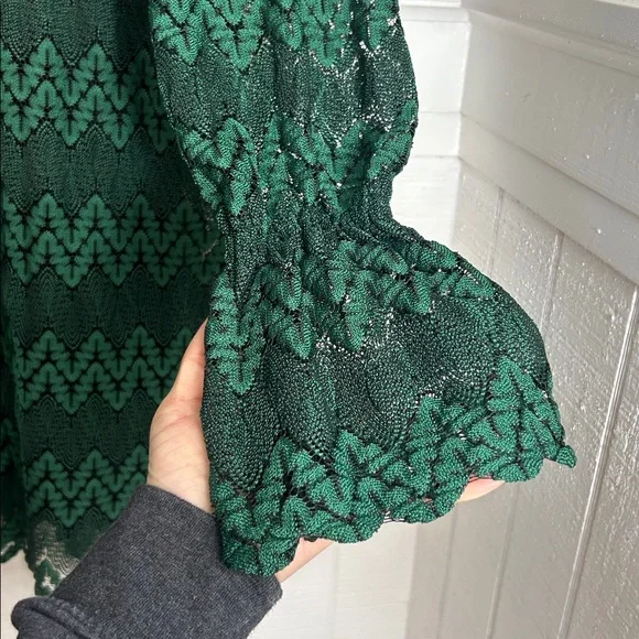 Free People Simone Mock Neck Lace Dress, dark green, women’s size XS - Picture 4 of 11